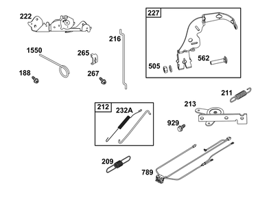 Controls Group Diagram and Parts List for 40R677-0007-B5 400000 - 699999 Briggs and Stratton Engine